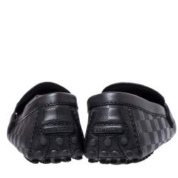 Pre Owned Louis Vuitton Black Damier Embossed Leather Hockenheim Loafers Size 44.5