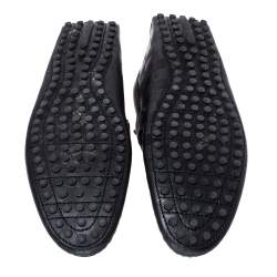 Pre Owned Louis Vuitton Black Damier Embossed Leather Hockenheim Loafers Size 44.5
