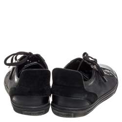 Pre Owned حذاء رياضي لوي فيتون أفنتور سحاب أربطة جلد وسويدي ونايلون طباعة دامييه أسود مقاس 41