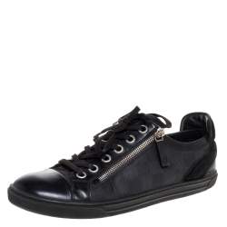 Louis Vuitton Black Leather Damier Line Up Low-top Sneakers - 41