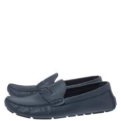 Louis Vuitton Blue Leather Driver Slip On Loafers Size 43
