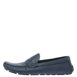 Louis Vuitton Blue Leather Driver Slip On Loafers Size 43