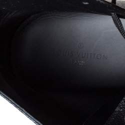 مملوكة مسبقًا Louis Vuitton Black Leather and Monogram Eclipse Canvas Match Up High Top Sneakers Size 43.5
