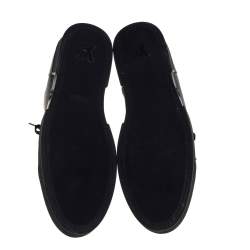 مملوكة مسبقًا Louis Vuitton Black Leather and Monogram Eclipse Canvas Match Up High Top Sneakers Size 43.5