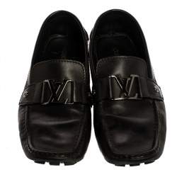 Pre Owned Louis Vuitton Black Leather Monte Carlo Loafers Size 43.5