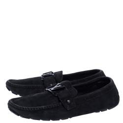 Pre Owned Louis Vuitton Black Suede Monte Carlo Loafers Size 43