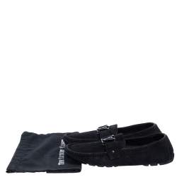 Pre Owned Louis Vuitton Black Suede Monte Carlo Loafers Size 43