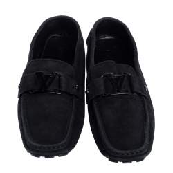Pre Owned Louis Vuitton Black Suede Monte Carlo Loafers Size 43