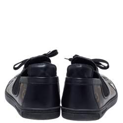 Pre Owned Louis Vuitton Brown Monogram Canvas And Black Leather Slalom Low Top Sneakers Size 43.5