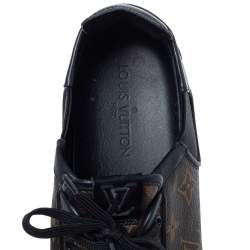 Pre Owned Louis Vuitton Brown Monogram Canvas And Black Leather Slalom Low Top Sneakers Size 43.5