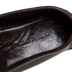 مملوكة مسبقًا Louis Vuitton Dark Brown Leather Monte Carlo Loafers Size 43.5