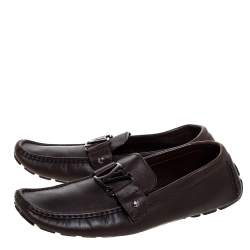 مملوكة مسبقًا Louis Vuitton Dark Brown Leather Monte Carlo Loafers Size 43.5