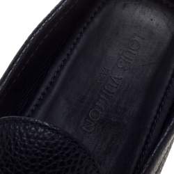 Pre Owned Louis Vuitton Blue Grained Leather Bow Loafers Size 43