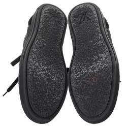 مملوكة مسبقًا Louis Vuitton Black Damier Print Nylon, Suede And Leather 'Aventure' Zip Lace Up Sneaker Size 41.5