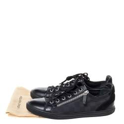 مملوكة مسبقًا Louis Vuitton Black Damier Print Nylon, Suede And Leather 'Aventure' Zip Lace Up Sneaker Size 41.5