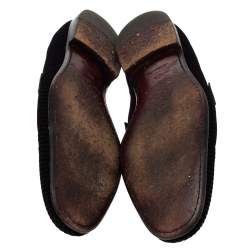 Pre Owned Louis Vuitton Black Checkered Suede Smoking Slippers Size 44.5