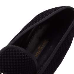 Pre Owned Louis Vuitton Black Checkered Suede Smoking Slippers Size 44.5