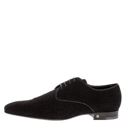 Pre Owned حذاء ديربي لوي فيتون قطيفة دامييه بيتيت أسود مقاس 44