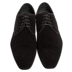 Pre Owned حذاء ديربي لوي فيتون قطيفة دامييه بيتيت أسود مقاس 44