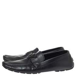 مملوكة مسبقًا حذاء لوفرز لوي فيتون درايفر جلد محبب أسود مقاس 45