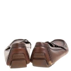 Pre Owned Louis Vuitton Ombre Brown Leather Monte Carlo Loafers Size 45