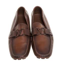 Pre Owned Louis Vuitton Ombre Brown Leather Monte Carlo Loafers Size 45
