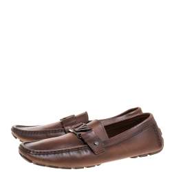 Pre Owned Louis Vuitton Ombre Brown Leather Monte Carlo Loafers Size 45