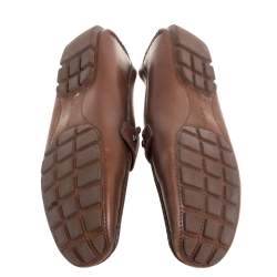 Pre Owned Louis Vuitton Ombre Brown Leather Monte Carlo Loafers Size 45