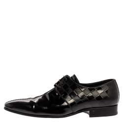 Pre Owned Louis Vuitton Patent Leather Damier Embossed Lace Up Derby Size 41