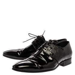 Pre Owned Louis Vuitton Patent Leather Damier Embossed Lace Up Derby Size 41