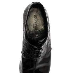 Pre Owned Louis Vuitton Patent Leather Damier Embossed Lace Up Derby Size 41