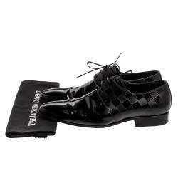 Pre Owned Louis Vuitton Patent Leather Damier Embossed Lace Up Derby Size 41