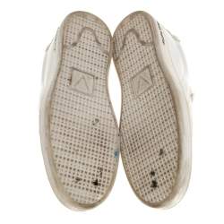 Pre Owned Louis Vuitton White Croc Embossed Leather Slip on Sneakers Size 43.5