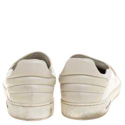 Pre Owned Louis Vuitton White Croc Embossed Leather Slip on Sneakers Size 43.5