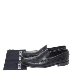 Louis Vuitton Black Leather Damier Infini Hockenheim Loafers Size 43