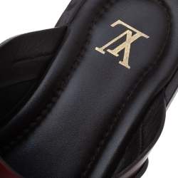 Pre Owned Louis Vuitton Ombre Burgundy Leather Foch Cross Strap Flat Slides Size 41.5