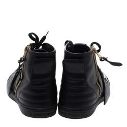 Louis Vuitton Black Leather Karakoram Pattern Punchy Sneaker Boots Size 40