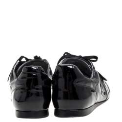 Pre Owned حذاء رياضي لوي فيتون فينتدج بحزام فيلكرو جلد لامع مثقّب أسود مقاس 42