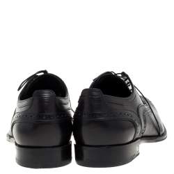 مملوكة مسبقًا Louis Vuitton Black Brogue Leather Lace Up Derby Size 42.5