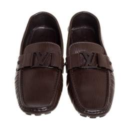 Louis Vuitton Brown Leather Monte Carlo Slip On Loafers Size 41.5
