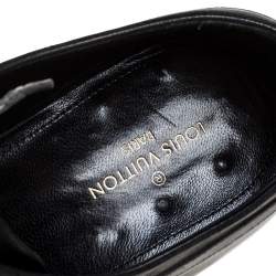 Pre Owned Louis Vuitton Black Leather Damier Embossed Lace Up Derby Oxford Shoes Size 42