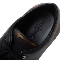 مملوكة مسبقًا حذاء رياضي لوي فيتون لاين أب كانفاس مونوغرامي وجلد أسود مقاس 42.5