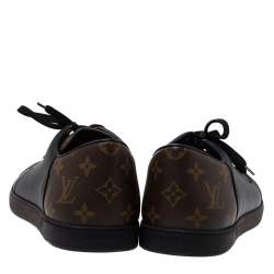 مملوكة مسبقًا حذاء رياضي لوي فيتون لاين أب كانفاس مونوغرامي وجلد أسود مقاس 42.5