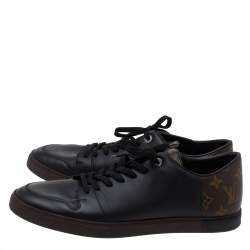 مملوكة مسبقًا حذاء رياضي لوي فيتون لاين أب كانفاس مونوغرامي وجلد أسود مقاس 42.5