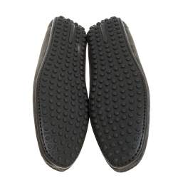 Pre Owned Louis Vuitton Olive Green Suede Slip On Loafers Size 41.5