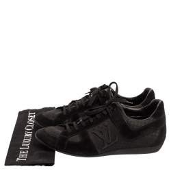 Pre Owned Louis Vuitton Black Canvas and Suede Petit Damier Vibes Sneakers Size 43