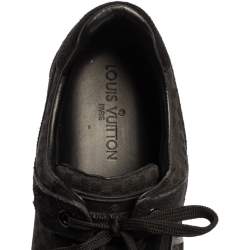Pre Owned Louis Vuitton Black Canvas and Suede Petit Damier Vibes Sneakers Size 43