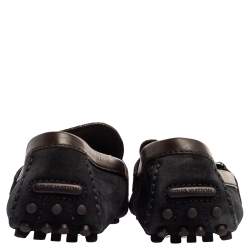 Pre Owned حذاء لوفرز لوي فيتون سويدي بني/أزرق داكن هوكينهام مقاس 42