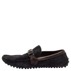 Pre Owned حذاء لوفرز لوي فيتون سويدي بني/أزرق داكن هوكينهام مقاس 42