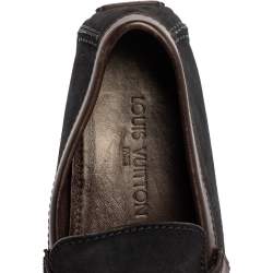 Pre Owned حذاء لوفرز لوي فيتون سويدي بني/أزرق داكن هوكينهام مقاس 42